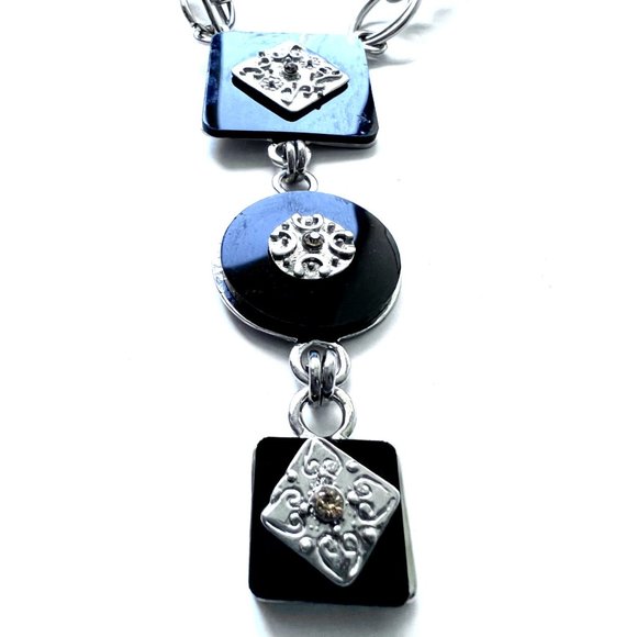 Square Circle Pendant Cord Necklace - Picture 2 of 4